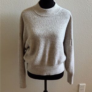 Tan Ribbed Mock Neck Women's Sweater